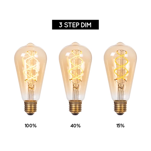 Lucide ST64 - Glühfadenlampe - Ø 6,4 cm - LED 3 StepDim (Memory) - E27 - 1x4,9W 2200K - Amber - detail 1